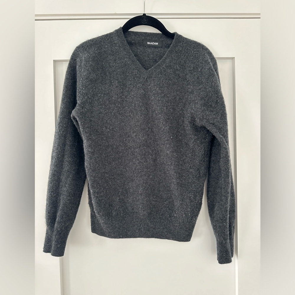 NAADAM grey / gray Cashmere V neck sweater XS